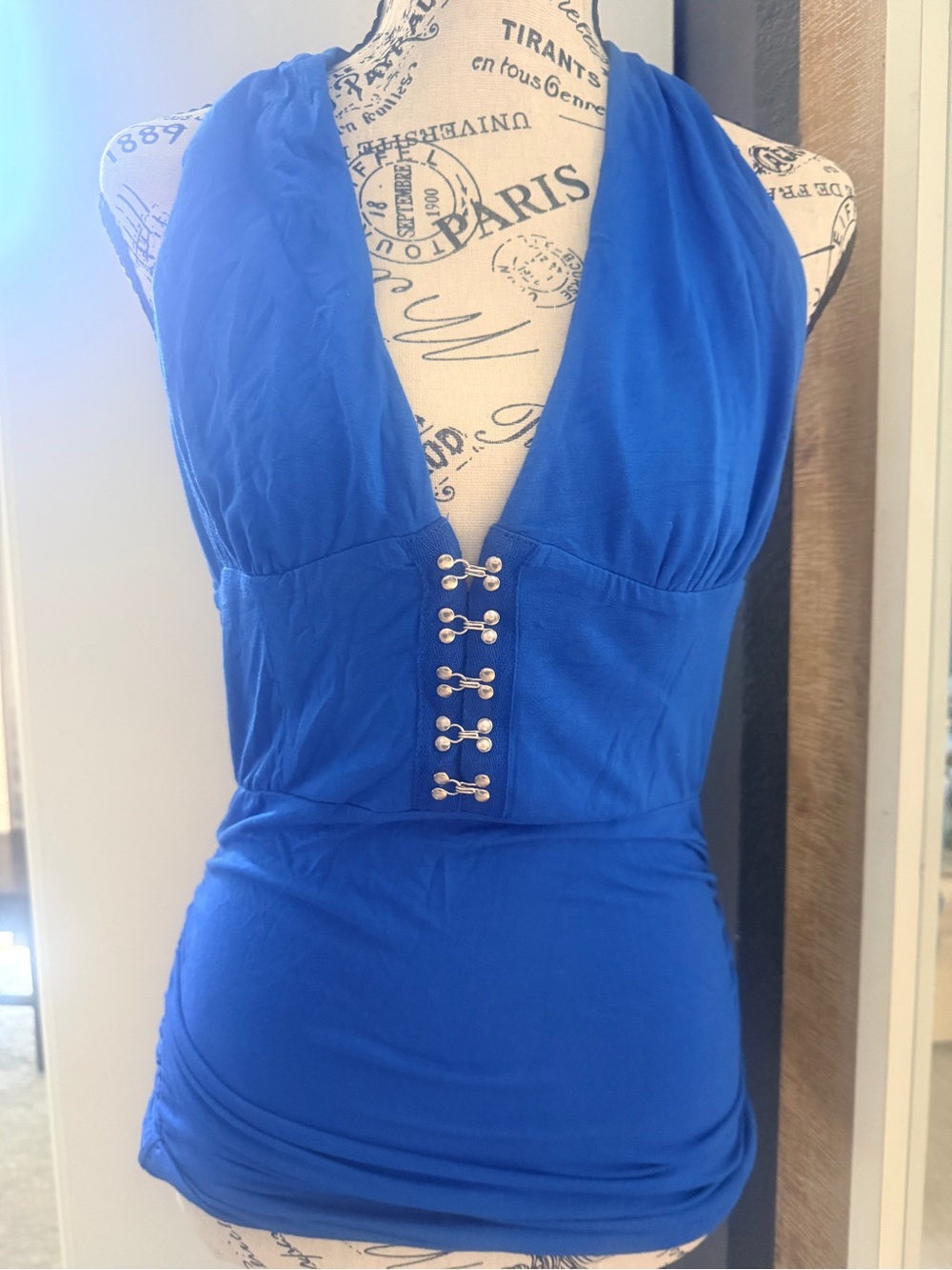 VENUS Royal Blue Halter Tank with Hook-Front Detail